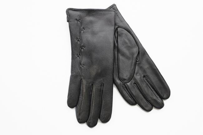 Women's leather gloves thick black