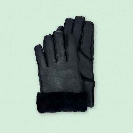 Winter Gloves for Men / Leather with Faux Fur Cuff