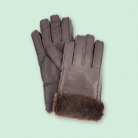 Winter Gloves for Men / Leather with Faux Fur Cuff