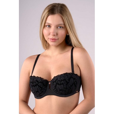 Biustonosz Anfen 25-001D – bardotka z odpinanymi ramiączkami i koronkowym wzorem | Hurtownia bielizny Anfen.eu