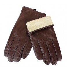 Rękawiczki męskie skórzane brązowe M6