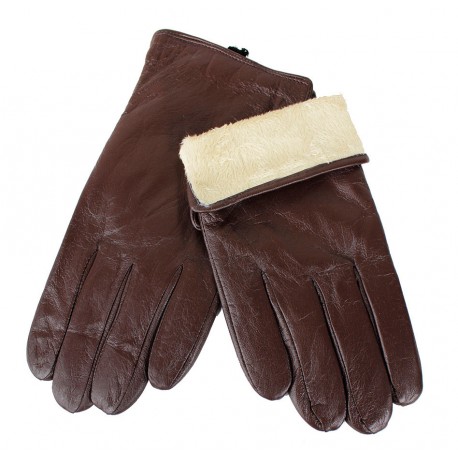 Rękawiczki męskie skórzane brązowe M6